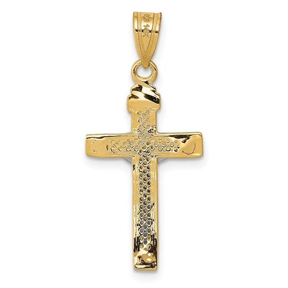 10K Two-tone D/C Small Block Lattice Cross w/Crucifix Pendant - Picture 9 of 9